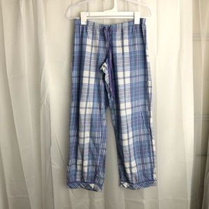Victoria's Secret Women's Small Plaid Pajama Bottoms Blue, White, and Purple
